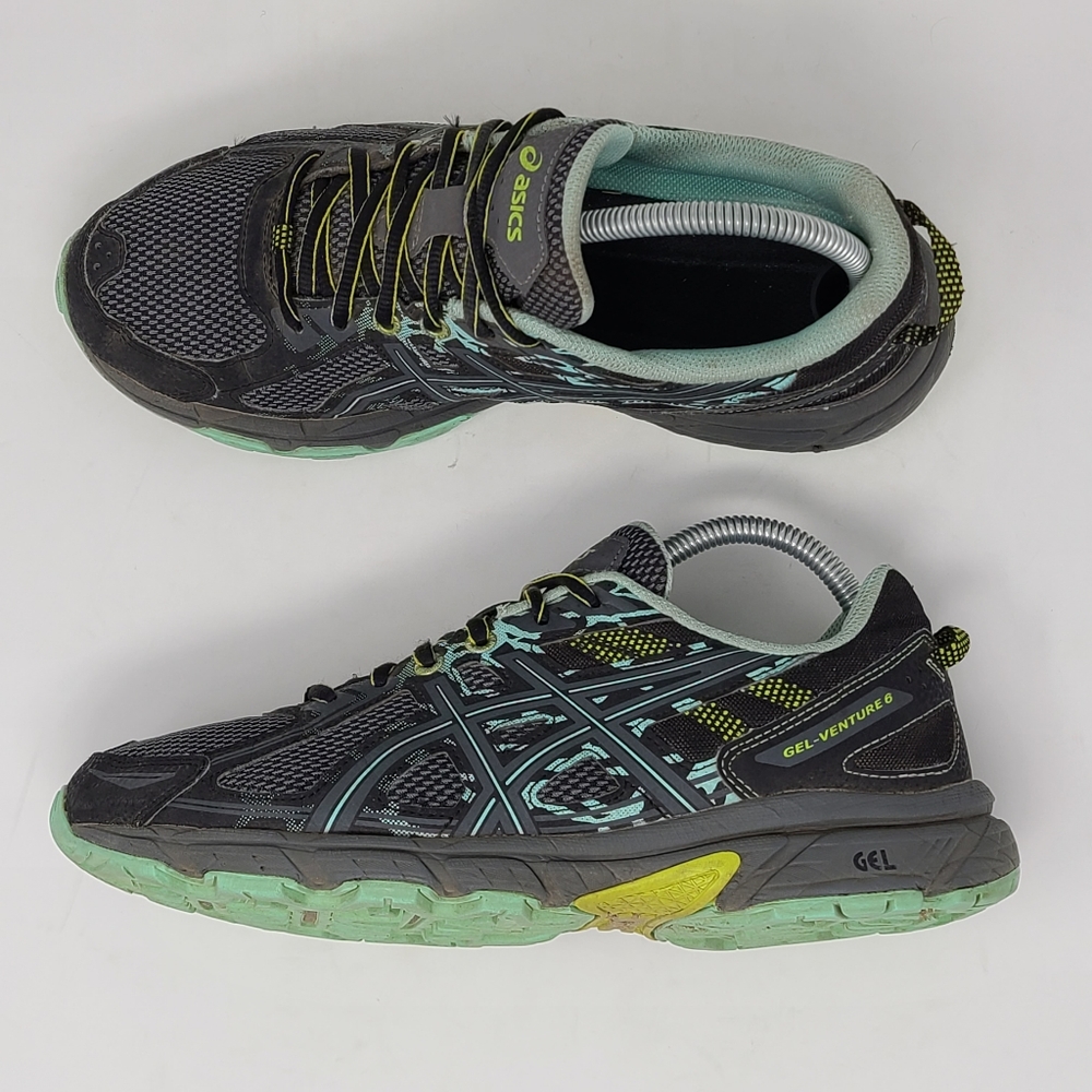 Asics Gel Venture 6 Running Trail Shoes T7G6N Gray Green Size 9 EUC